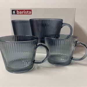 Barista Set of 4 Glass Coffee Mug - Light blue tint
